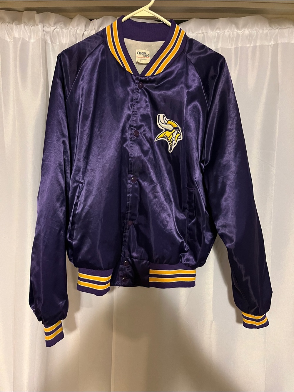 Vintage Purple Minnesota Vikings Satin Bomber Jacket